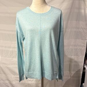 Halogen Light Blue Long Sleeve Cashmere Sweater